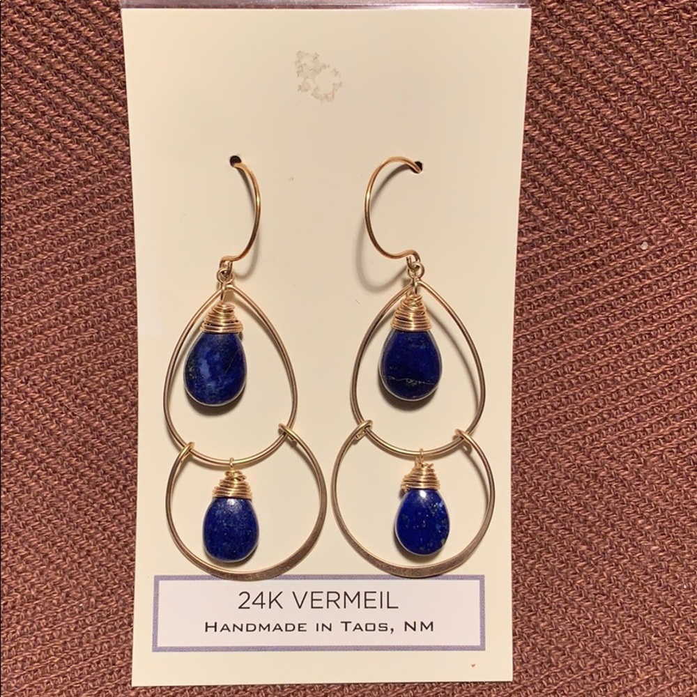 NWT 24KGold Vermeil Handmade Lapis Lazuli earrings
